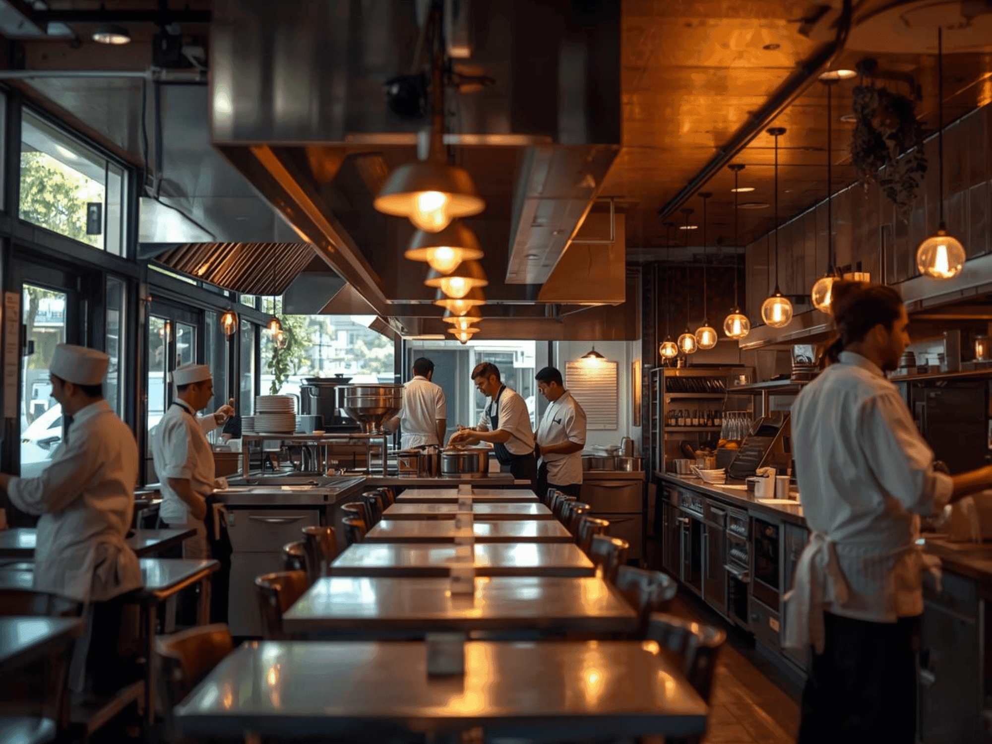 Modern hospitality kitchen interior